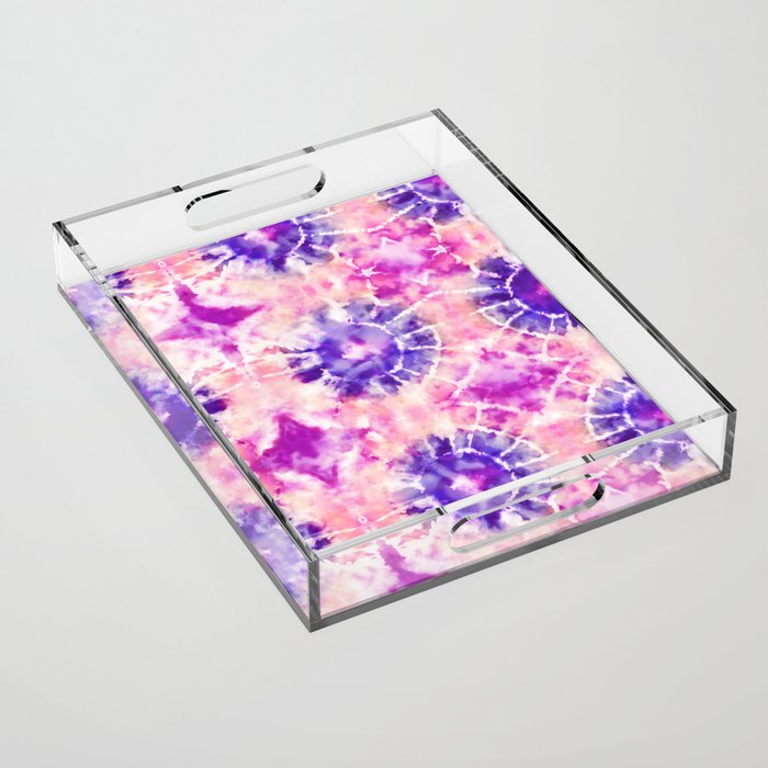 Tie Dye - peachy purple  Acrylic Tray Gallery Image 1
