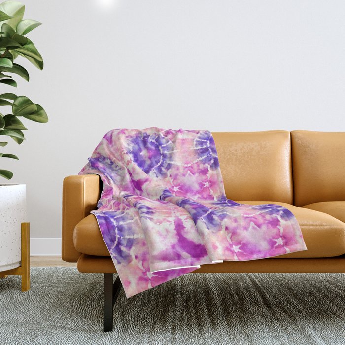 Tie Dye - peachy purple  Throw Blanket Gallery Image 1