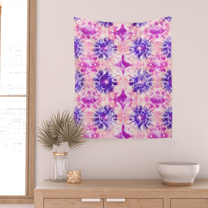 Tie Dye - peachy purple  Wall Tapestry Gallery Image 2