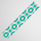 Mid Century Modern Atomic Stars Retro Checkered Starburst Pattern in Turquoise Aqua Teal Table Runner Gallery Image 3
