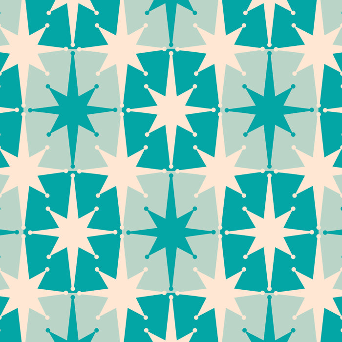 Mid Century Modern Atomic Stars Retro Checkered Starburst Pattern in Turquoise Aqua Teal Coffee Mug Gallery Image 2
