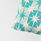 Mid Century Modern Atomic Stars Retro Checkered Starburst Pattern in Turquoise Aqua Teal Pillow Sham Gallery Image 4