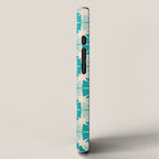 Mid Century Modern Atomic Stars Retro Checkered Starburst Pattern in Turquoise Aqua Teal iPhone Case Gallery Image 2