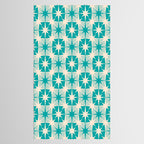 Mid Century Modern Atomic Stars Retro Checkered Starburst Pattern in Turquoise Aqua Teal Tablecloth Gallery Image 2