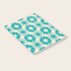 Mid Century Modern Atomic Stars Retro Checkered Starburst Pattern in Turquoise Aqua Teal Notebook Gallery Image 2