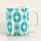 Mid Century Modern Atomic Stars Retro Checkered Starburst Pattern in Turquoise Aqua Teal Coffee Mug Gallery Image 1