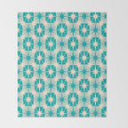 Mid Century Modern Atomic Stars Retro Checkered Starburst Pattern in Turquoise Aqua Teal Throw Blanket Gallery Image 2