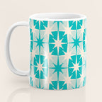 Mid Century Modern Atomic Stars Retro Checkered Starburst Pattern in Turquoise Aqua Teal Coffee Mug Gallery Image 3