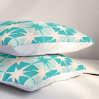 Mid Century Modern Atomic Stars Retro Checkered Starburst Pattern in Turquoise Aqua Teal Pillow Sham Gallery Image 3