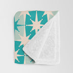 Mid Century Modern Atomic Stars Retro Checkered Starburst Pattern in Turquoise Aqua Teal Throw Blanket Gallery Image 3