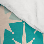 Mid Century Modern Atomic Stars Retro Checkered Starburst Pattern in Turquoise Aqua Teal Comforter Gallery Image 4