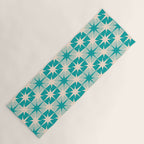 Mid Century Modern Atomic Stars Retro Checkered Starburst Pattern in Turquoise Aqua Teal Yoga Mat Gallery Image 1