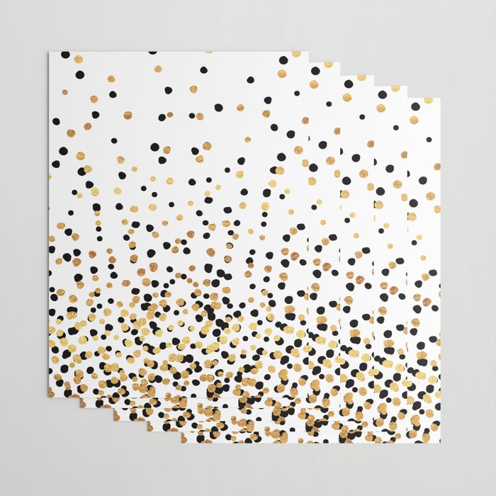 Floating Dots - Black and Gold on White Wrapping Paper Gallery Image 3