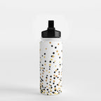 Floating Dots - Black and Gold on White Water Bottle Gallery Image 2