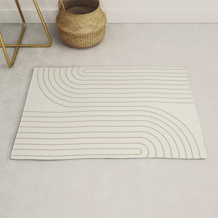 Minimal Line Curvature V Natural Neutral Mid Century Modern Arch Abstract Rug Gallery Image 1