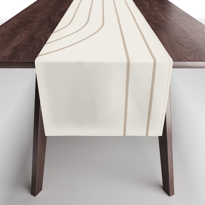 Minimal Line Curvature V Natural Neutral Mid Century Modern Arch Abstract Table Runner Gallery Image 1