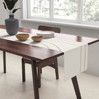 Minimal Line Curvature V Natural Neutral Mid Century Modern Arch Abstract Table Runner Gallery Image 2