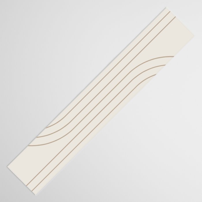 Minimal Line Curvature V Natural Neutral Mid Century Modern Arch Abstract Table Runner Gallery Image 3