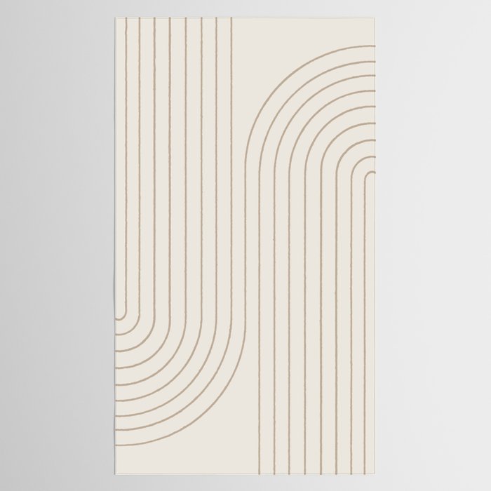 Minimal Line Curvature V Natural Neutral Mid Century Modern Arch Abstract Tablecloth Gallery Image 2