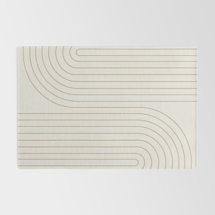 Minimal Line Curvature V Natural Neutral Mid Century Modern Arch Abstract Rug Gallery Image 2