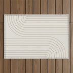 Minimal Line Curvature V Natural Neutral Mid Century Modern Arch Abstract Outdoor Rug Gallery Image 1