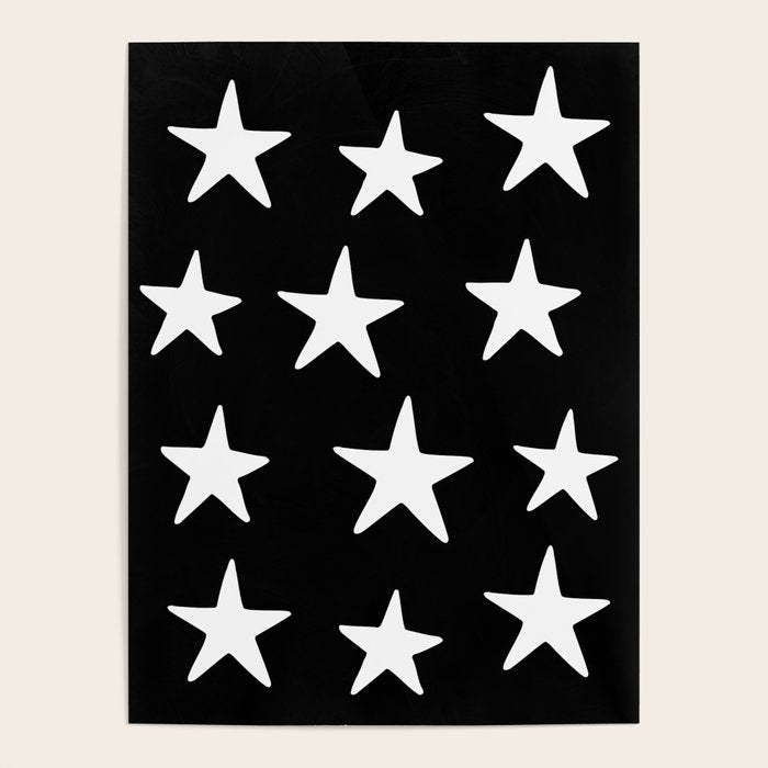 Star Pattern White On Black Poster Gallery Image 1