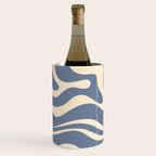 Modern Liquid Swirl Abstract Pattern in Stone Blue and Cream Wine Chiller Gallery Image 2