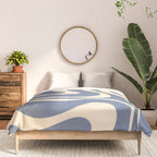 Modern Liquid Swirl Abstract Pattern in Stone Blue and Cream Comforter Gallery Image 3