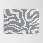 Modern Liquid Swirl Abstract Pattern in Stone Blue and Cream Rug Gallery Image 2