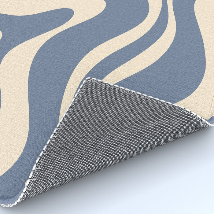 Modern Liquid Swirl Abstract Pattern in Stone Blue and Cream Rug Gallery Image 4