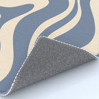 Modern Liquid Swirl Abstract Pattern in Stone Blue and Cream Rug Gallery Image 4