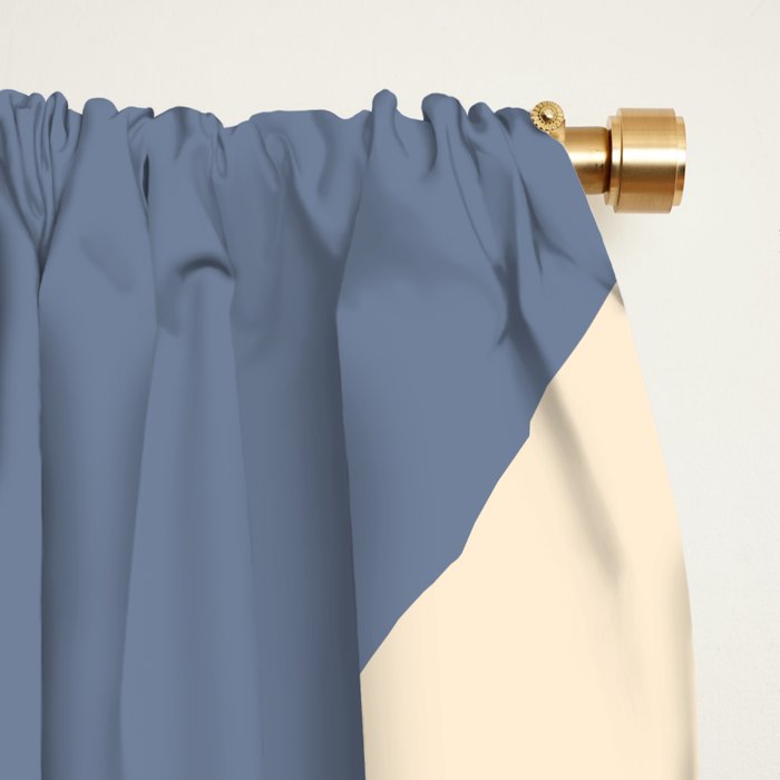 Modern Liquid Swirl Abstract Pattern in Stone Blue and Cream Window Curtain Gallery Image 2