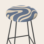 Modern Liquid Swirl Abstract Pattern in Stone Blue and Cream Stool Gallery Image 2