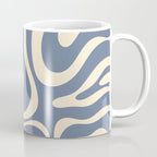 Modern Liquid Swirl Abstract Pattern in Stone Blue and Cream Coffee Mug Gallery Image 1