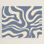 Modern Liquid Swirl Abstract Pattern in Stone Blue and Cream Jigsaw Puzzle Gallery Image 1