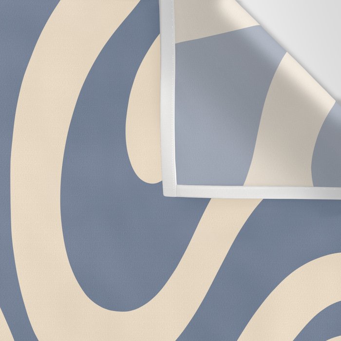 Modern Liquid Swirl Abstract Pattern in Stone Blue and Cream Wall Tapestry Gallery Image 3