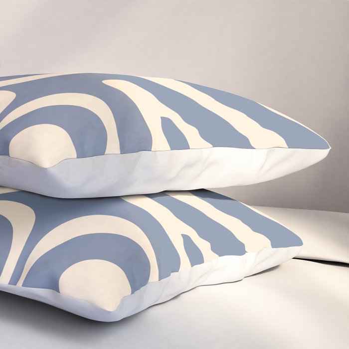 Modern Liquid Swirl Abstract Pattern in Stone Blue and Cream Pillow Sham Gallery Image 3