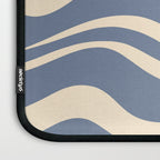 Modern Liquid Swirl Abstract Pattern in Stone Blue and Cream Laptop Sleeve Gallery Image 3