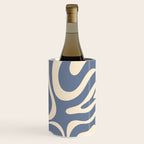 Modern Liquid Swirl Abstract Pattern in Stone Blue and Cream Wine Chiller Gallery Image 3