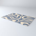 Modern Liquid Swirl Abstract Pattern in Stone Blue and Cream Rug Gallery Image 3