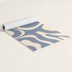 Modern Liquid Swirl Abstract Pattern in Stone Blue and Cream Yoga Mat Gallery Image 2