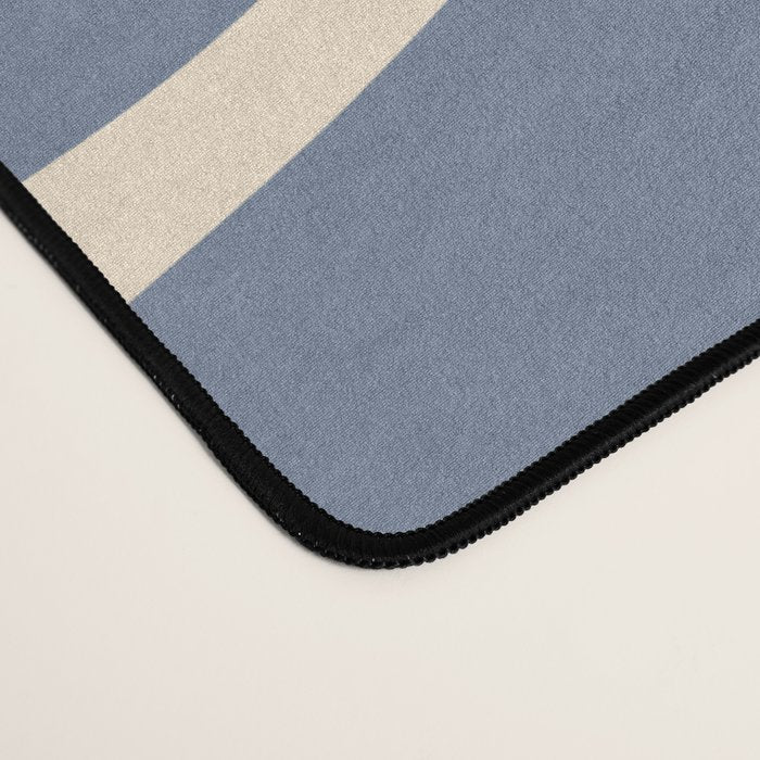 Modern Liquid Swirl Abstract Pattern in Stone Blue and Cream Desk Mat Gallery Image 4