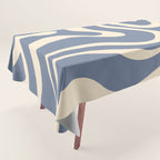 Modern Liquid Swirl Abstract Pattern in Stone Blue and Cream Tablecloth Gallery Image 1