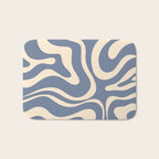 Modern Liquid Swirl Abstract Pattern in Stone Blue and Cream Bath Mat Gallery Image 1