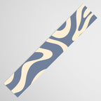 Modern Liquid Swirl Abstract Pattern in Stone Blue and Cream Table Runner Gallery Image 3