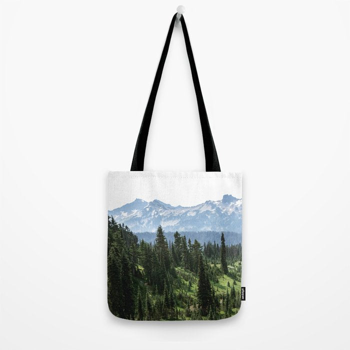Mount Rainier Adventure - Pacific Northwest Mountain Forest Wanderlust Tote Bag Gallery Image 2