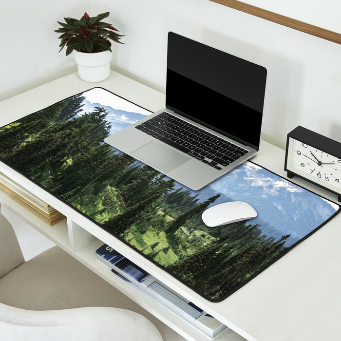 Mount Rainier Adventure - Pacific Northwest Mountain Forest Wanderlust Desk Mat Gallery Image 2