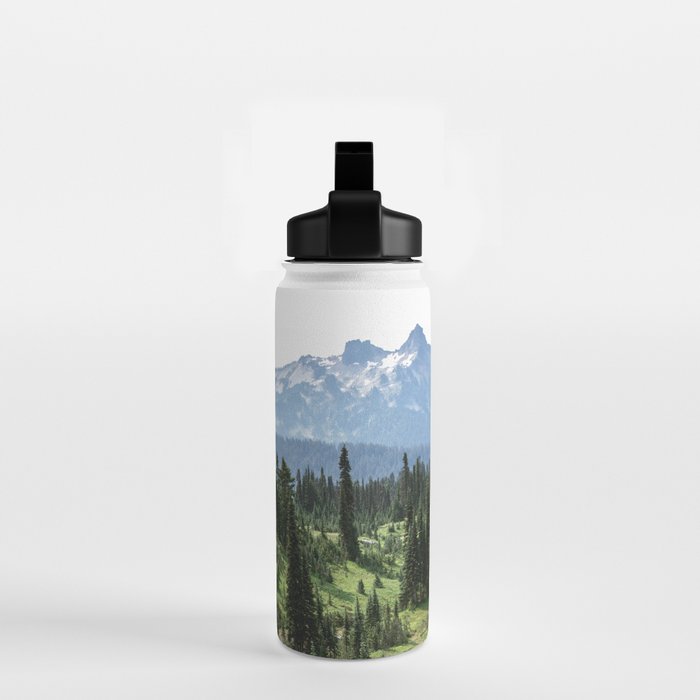 Mount Rainier Adventure - Pacific Northwest Mountain Forest Wanderlust Water Bottle Gallery Image 2