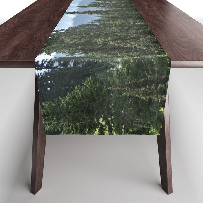 Mount Rainier Adventure - Pacific Northwest Mountain Forest Wanderlust Table Runner Gallery Image 1