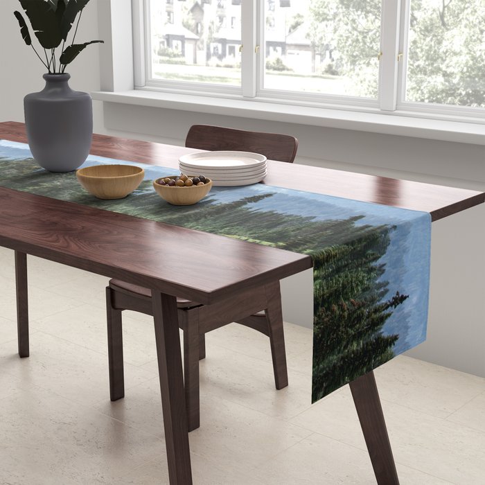 Mount Rainier Adventure - Pacific Northwest Mountain Forest Wanderlust Table Runner Gallery Image 2
